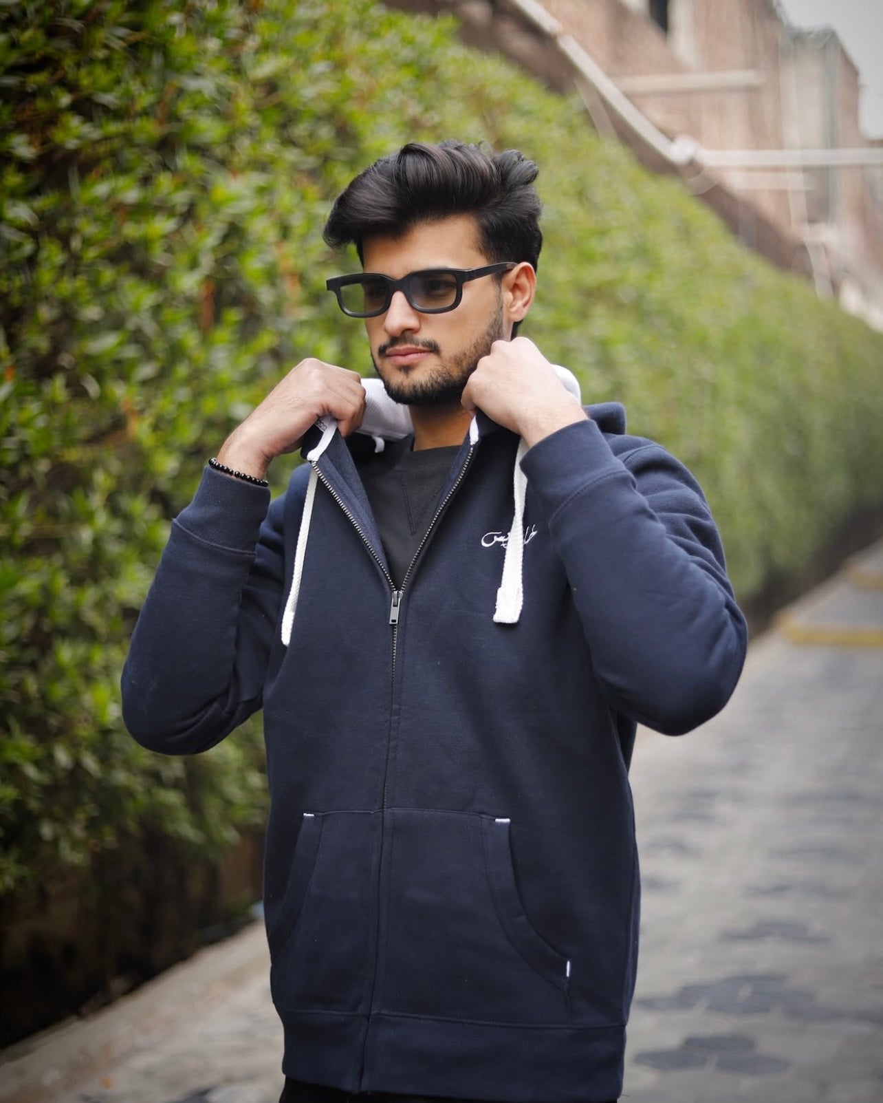 Kharis Navy Blue Zip Hoodie