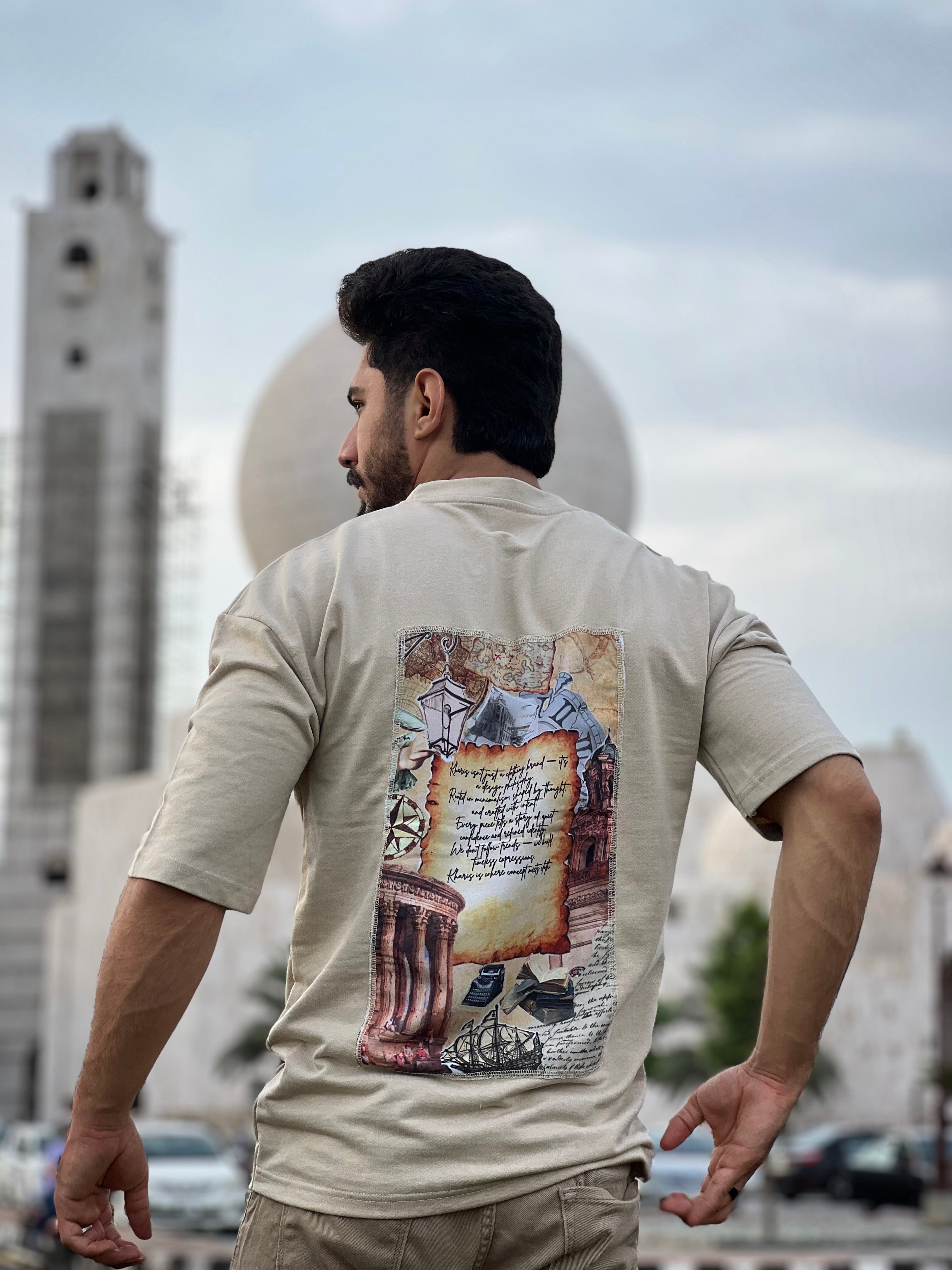 Beige Heritage Script Art Shirt – Kharis