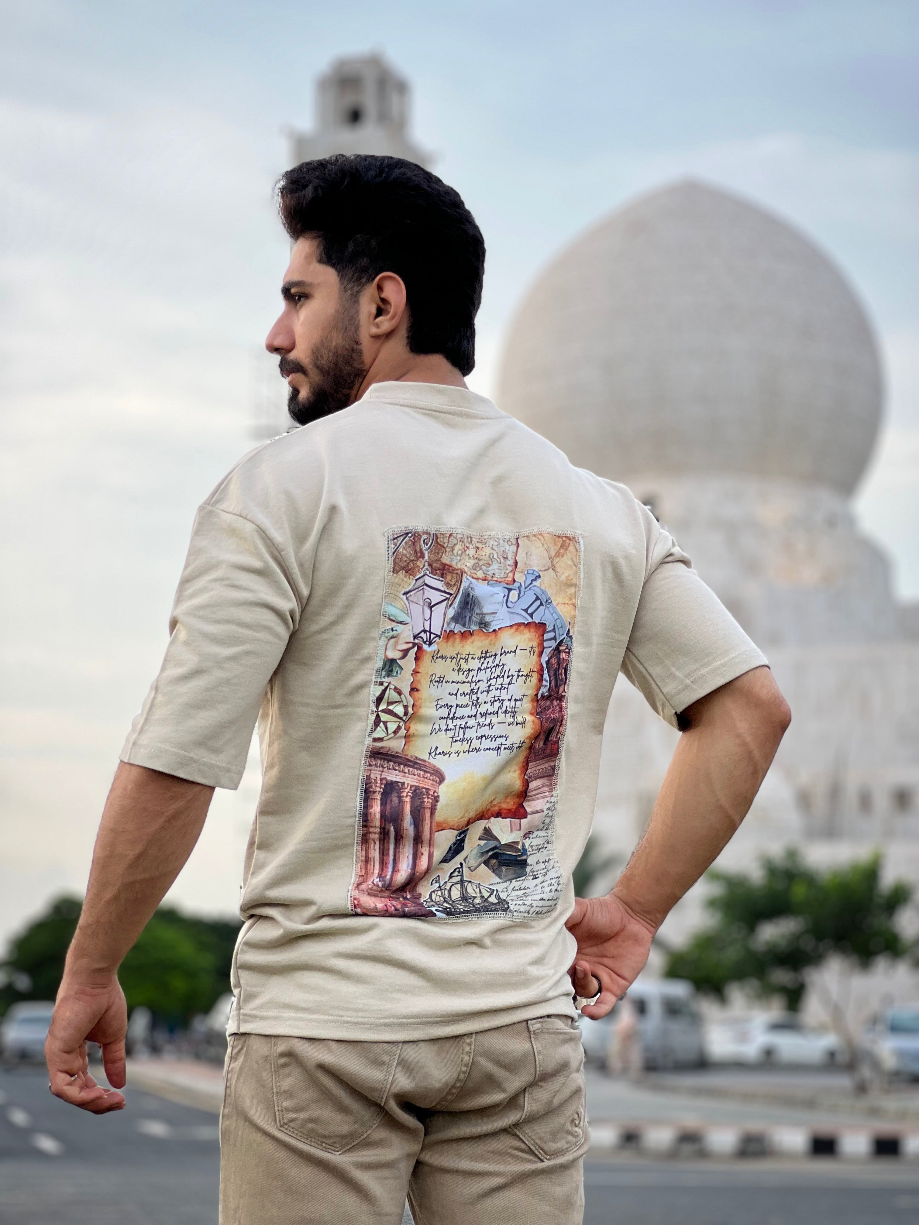 Beige Heritage Script Art Shirt – Kharis