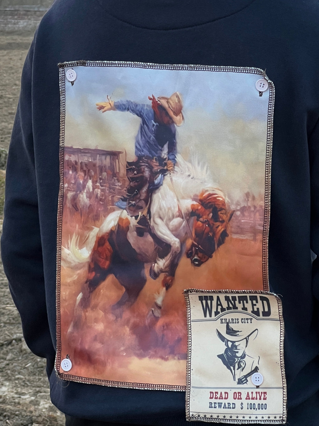 Cowboy navy blue Hoodie-Kharis