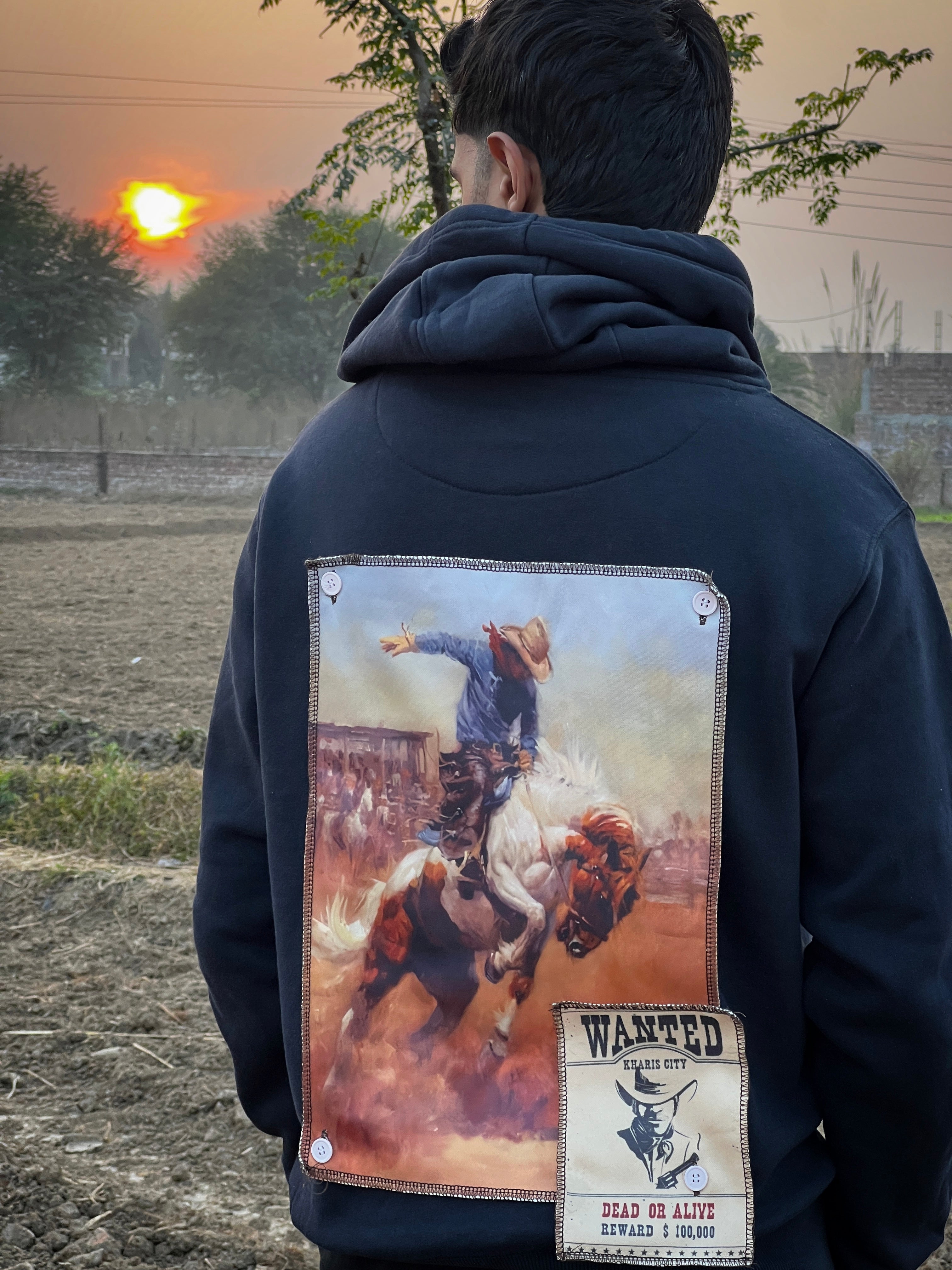 Cowboy navy blue Hoodie-Kharis