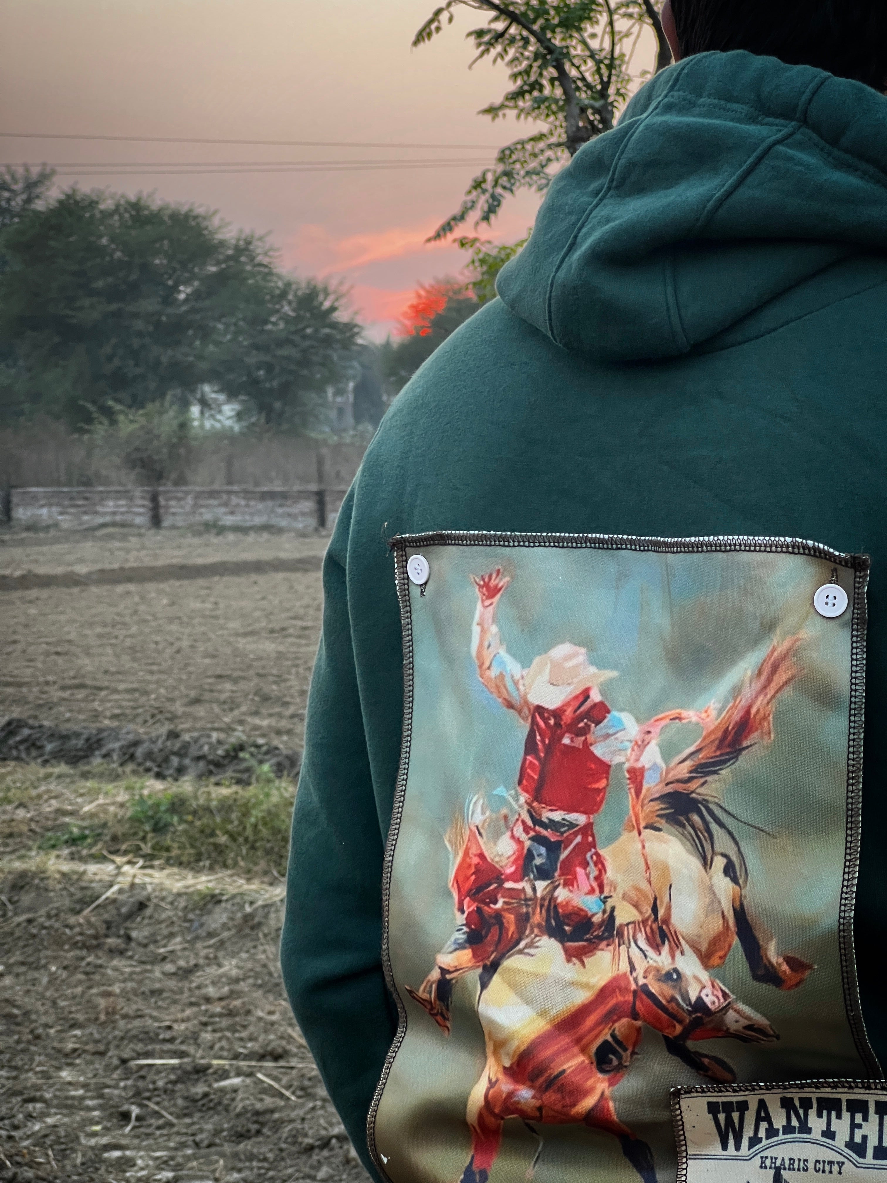 Cowboy Green Hoodie-Kharis